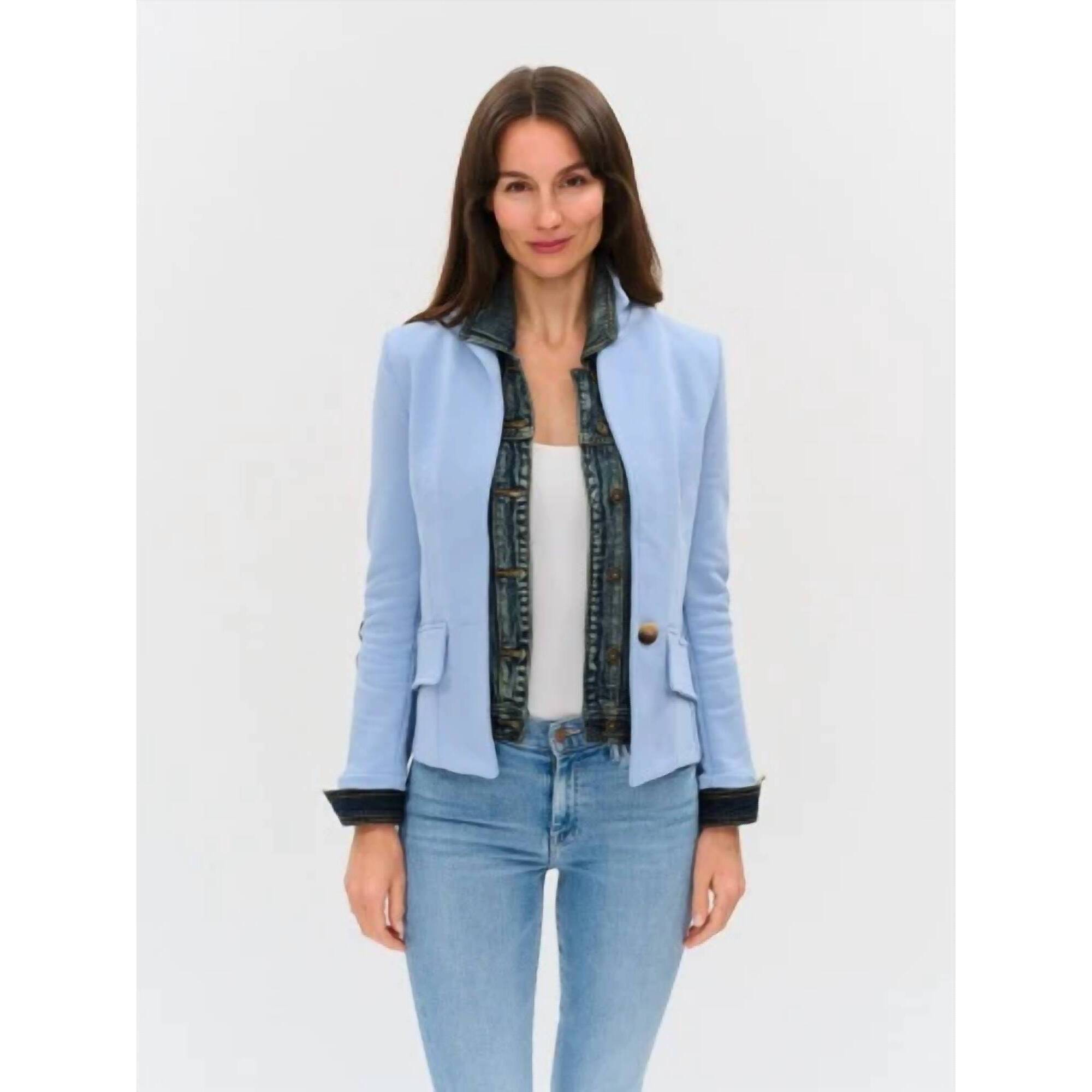 New Six/Fifty Clarissa Mixed Media Jacket In Sky Mist